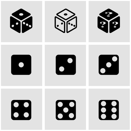 Vector black dice icon set. Dice Icon Object, Dice  Icon Picture, Dice Icon Image, Dice Icon Graphic, Dice Icon JPG, Dice Icon EPS, Dice Icon AI - stock vectorのイラスト素材