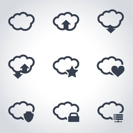 Vector black cloud icon set. Cloud Icon Object,  Cloud  Icon Picture, Cloud Icon Image,  Cloud Icon Graphic,  Cloud Icon JPG,  Cloud Icon EPS,  Cloud Icon AI - stock vectorのイラスト素材