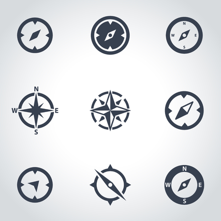 Vector black compass icon set. Compass Icon Object,  Compass  Icon Picture,  Compass Icon Image,  Compass Icon Graphic,  Compass Icon JPG,  Compass Icon EPS,  Cotton Icon AI - stock vectorのイラスト素材