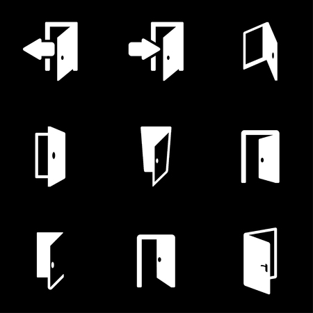 Vector white door icon set. Door Icon Object, Door  Icon Picture, Door Icon Image, Door Icon Graphic, Door Icon JPG, Door Icon EPS, Door Icon AI - stock vectorのイラスト素材