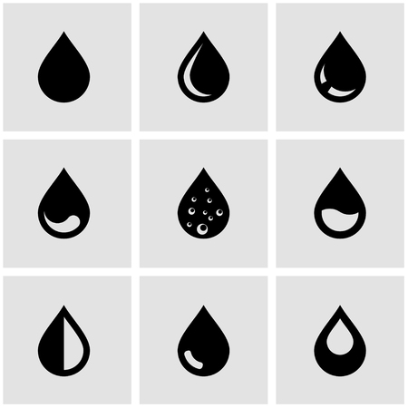 Vector black drop icon set. Drop Icon Object, Drop  Icon Picture, Drop Icon Image - stock vectorのイラスト素材