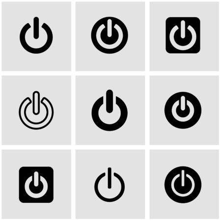 Vector black shut down icon set. Shut down Icon Object, Shut down Icon Picture, Shut down Icon Image - stock vectorのイラスト素材