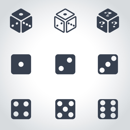Vector black dice icon set. Dice Icon Object, Dice  Icon Picture, Dice Icon Image, Dice Icon Graphic, Dice Icon JPG, Dice Icon EPS, Dice Icon AI - stock vectorのイラスト素材