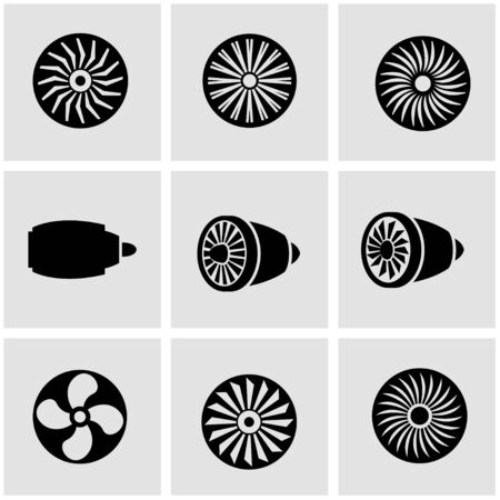 Vector black turbines icon set. Turbines Icon Object, Turbines Icon Picture, Turbines Icon Image - stock vectorのイラスト素材