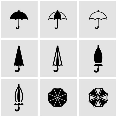 Vector black umbrella icon set. Umbrella Icon Object, Umbrella Icon Picture, Umbrella Icon Image - stock vectorのイラスト素材