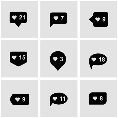 Vector black like counter icon set. Like Counter Icon Object, Like Counter Icon Picture, Like Counter Icon Image - stock vectorのイラスト素材