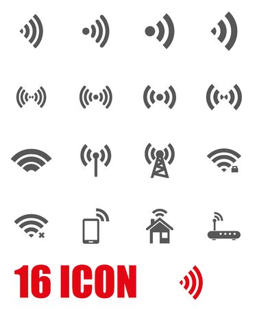 Vector grey wireless icon set. Wireless Icon Object, Wireless  Icon Picture, Wireless Icon Image, Wireless Icon Graphic, Wireless Icon JPG, Wireless Icon EPS, Wireless Icon AI - stock vectorのイラスト素材