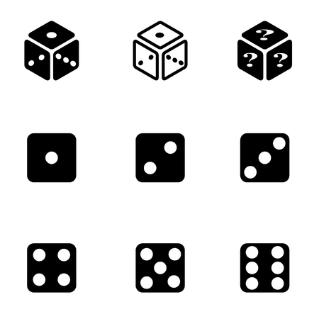 Vector black dice icon set. Dice Icon Object, Dice  Icon Picture, Dice Icon Image, Dice Icon Graphic, Dice Icon JPG, Dice Icon EPS, Dice Icon AI - stock vectorのイラスト素材