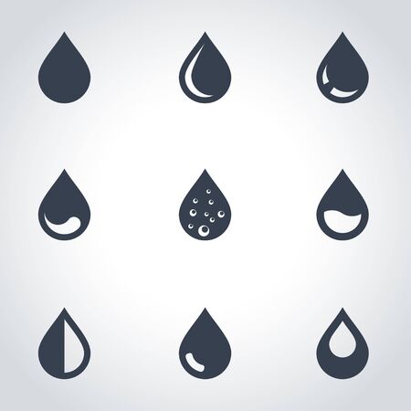 Vector black drop icon set. Drop Icon Object, Drop  Icon Picture, Drop Icon Image - stock vectorのイラスト素材