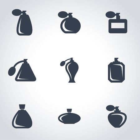 Vector black perfume icon set. Perfume Icon Object, Perfume Icon Picture, Perfume Icon Image - stock vectorのイラスト素材