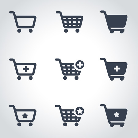 Vector black shopping cart icon set. Shopping cart Icon Object, Shopping cart Icon Picture, Shopping cart Icon Image - stock vectorのイラスト素材