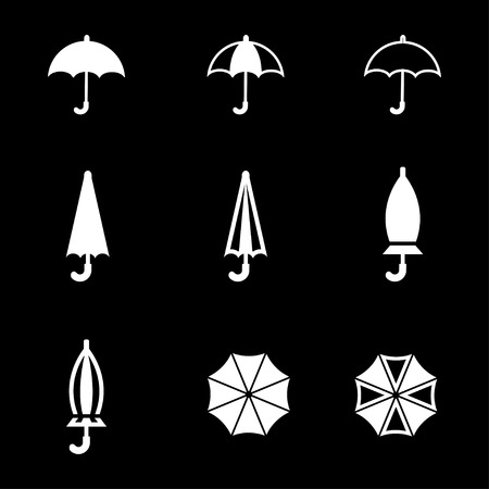 Vector white umbrella icon set. Umbrella Icon Object, Umbrella Icon Picture, Umbrella Icon Image - stock vectorのイラスト素材