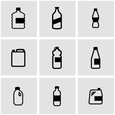 Vector black bottles icon set. Bottles Icon Object, Bottles Icon Picture, Bottles Icon Image - stock vectorのイラスト素材