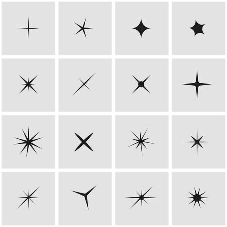 Vector black sparkles icon set. Sparkles Icon Object, Sparkles labels Icon Picture, Sparkles labels Icon Image - stock vectorのイラスト素材