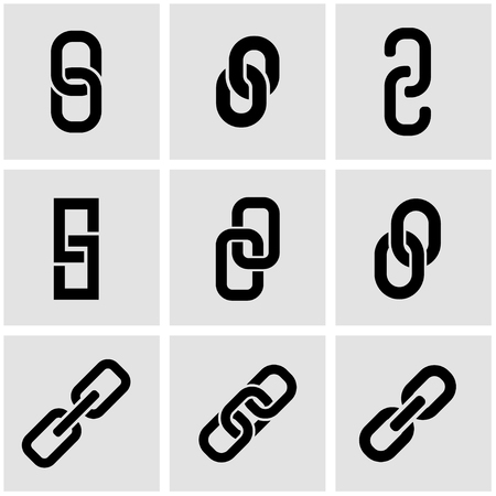 black chain or link icon set. Chain or Link Icon Object, Chain or Link Icon Picture, Chain or Link Icon Image - stockのイラスト素材