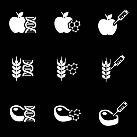white genetically modified food icon setのイラスト素材
