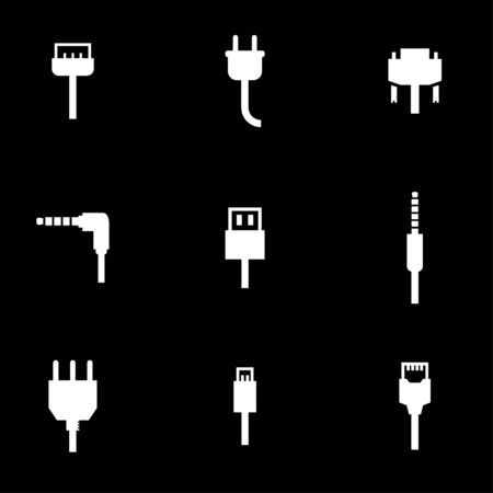 white plug icon set. black plug icon set. Plug Icon Object, Plug Icon Picture, Plug Icon Image のイラスト素材