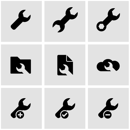 black spanners icon set. Spanners Icon Object, Spanners Icon Picture, Spanners Icon Image のイラスト素材
