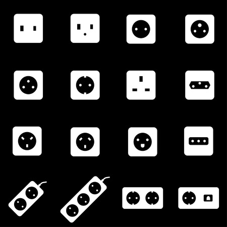 white power socket icon set. Power Socket Icon Object, Power Socket Icon Picture, Power Socket Icon Imageのイラスト素材