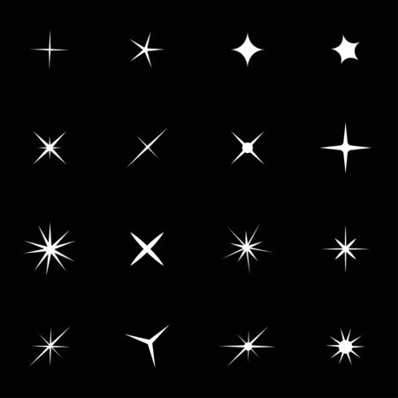 white sparkles icon set. Sparkles Icon Object, Sparkles labels Icon Picture, Sparkles labels Icon Image のイラスト素材