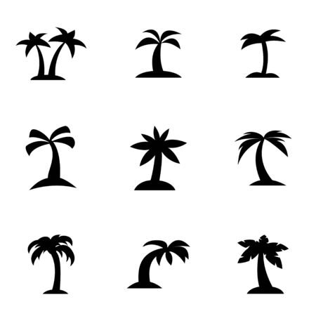 black palm icon setのイラスト素材