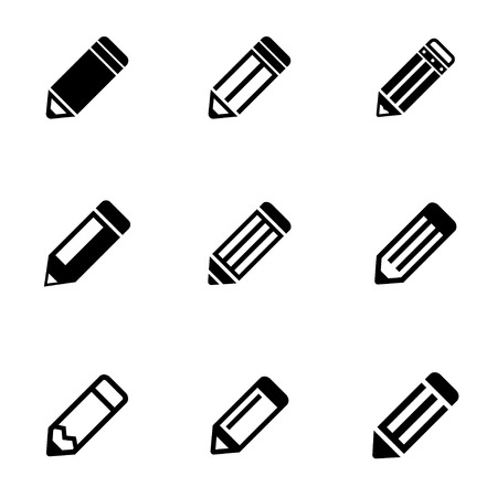 black pencil icon setのイラスト素材
