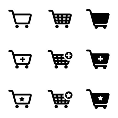 black shopping cart icon setのイラスト素材