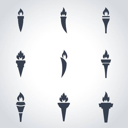 black torch icon setのイラスト素材
