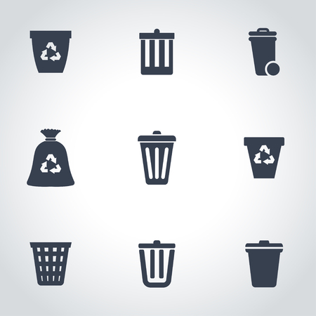 black trash can icon setのイラスト素材