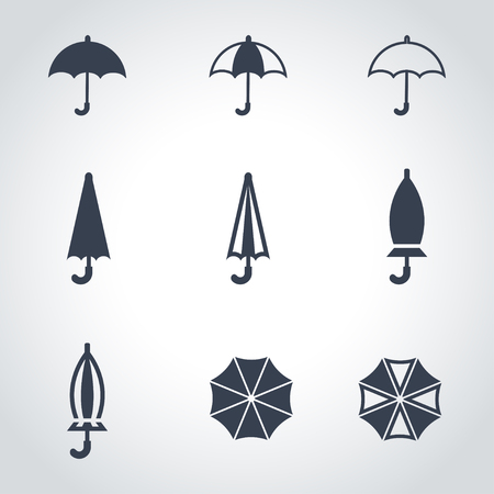 black umbrella icon setのイラスト素材