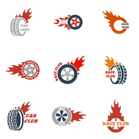 Vector black Racing labels icon set. Racing labels Icon Object, Racing labels Icon Picture, Racing labels Icon Image - stock vectorのイラスト素材