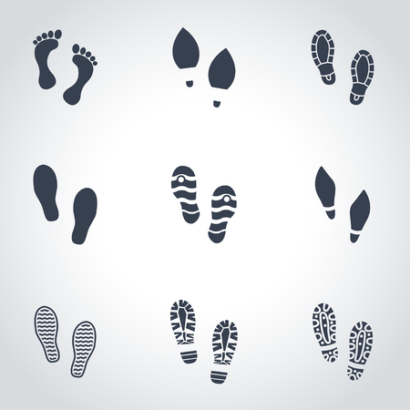 Vector black shoes imprints icon set. Shoes Imprints Icon Object, Shoes Imprints Icon Picture, Shoes Imprints Icon Image - stock vectorのイラスト素材