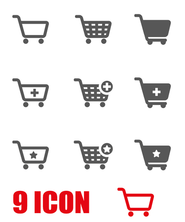 Vector grey shopping cart icon set. Shopping cart Icon Object, Shopping cart Icon Picture, Shopping cart Icon Image のイラスト素材