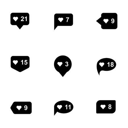 Vector black like counter icon set. Like Counter Icon Object, Like Counter Icon Picture, Like Counter Icon Image のイラスト素材