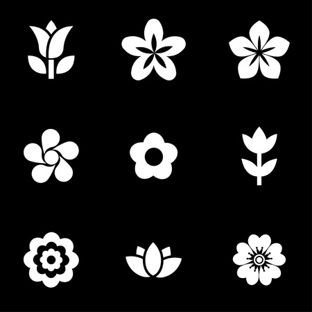 Vector white flowers icon set. Flowers Icon Object, Flowers Icon Picture, Flowers Icon Image - stock vectorのイラスト素材