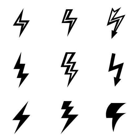 Vector black lightning icon set. lightning Icon Object, lightning Icon Picture, lightning Icon Image - stock vectorのイラスト素材
