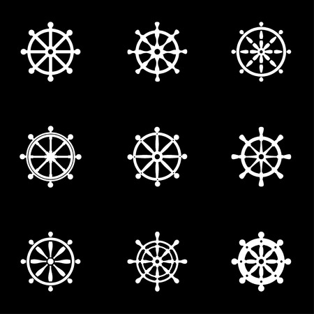 Vector white rudder icon set. Rudder Icon Object, Rudder Icon Picture, Rudder Icon Image - stock vectorのイラスト素材