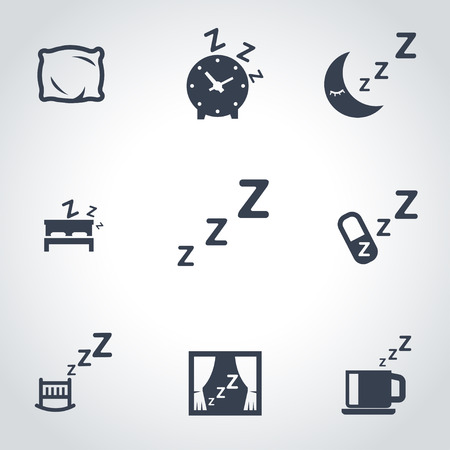 Vector black sleep icon set. Sleep Icon Object, Sleep Icon Picture, Sleep Icon Image - stock vectorのイラスト素材