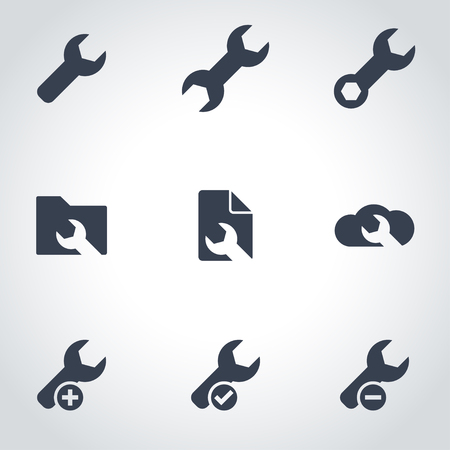 Vector black spanners icon set. Spanners Icon Object, Spanners Icon Picture, Spanners Icon Image - stock vectorのイラスト素材