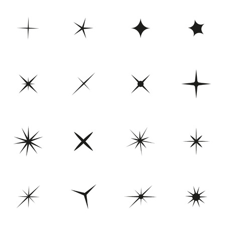 Vector black sparkles icon set. Sparkles Icon Object, Sparkles labels Icon Picture, Sparkles labels Icon Image - stock vectorのイラスト素材