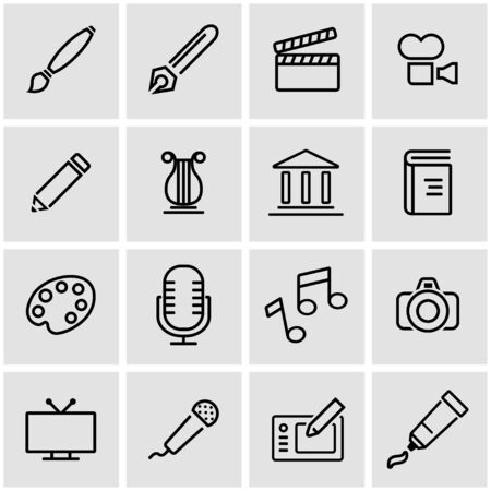 Vector line art icon set. Art Icon Object, Art Icon Picture, Art Icon Image - stock vectorのイラスト素材