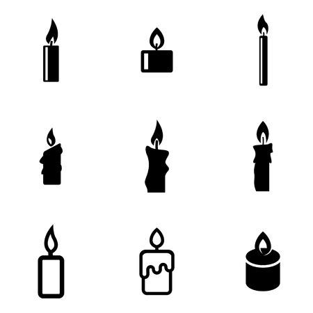 Vector black candles icon set. Candles Icon Object, Candles Icon Picture, Candles Icon Image - stock vectorのイラスト素材