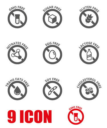 Vector black food dietary labels icon set. Food Dietary Labels Icon Object, Food Dietary Labels  Icon Picture, Food Dietary Labels  Icon Image - stock vectorのイラスト素材