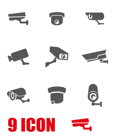Vector grey security camera icon set. Security Camera Icon Object, Security Camera Icon Picture, Security Camera Icon Image - stock vectorのイラスト素材