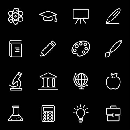 Vector line education icon set. Education Icon Object, Education Icon Picture, Education Icon Image - stock vectorのイラスト素材