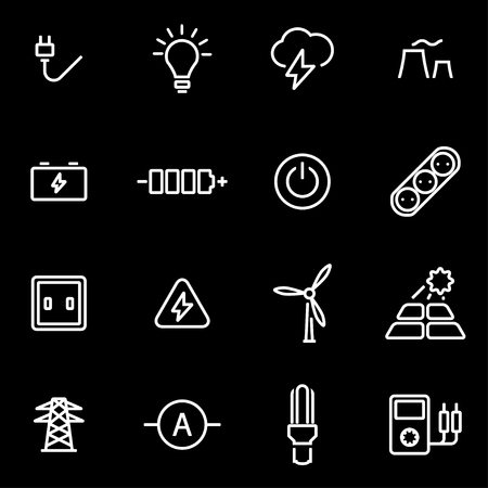 Vector line electricity icon set. Electricity Icon Object, Electricity Icon Picture, Electricity Icon Image - stock vectorのイラスト素材