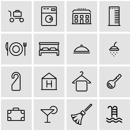 Vector line hotel icon set. Hotel Icon Object, Hotel Icon Picture, Hotel Icon Image - stock vectorのイラスト素材