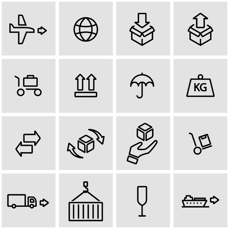 Vector line logistic icon set. Logistic Icon Object, Logistic Icon Picture, Logistic Icon Image - stock vectorのイラスト素材