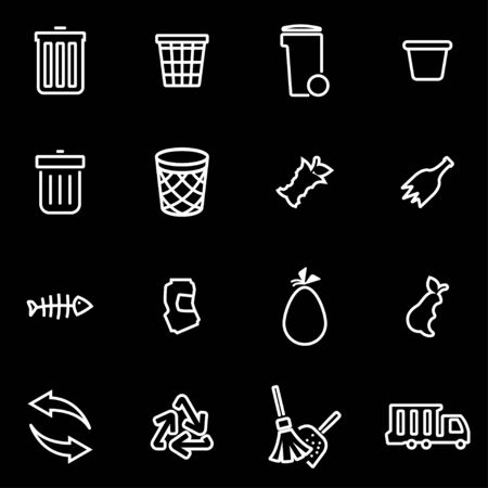 Vector line garbage icon set. Garbage Icon Object, Garbage Icon Picture, Garbage Icon Image - stock vectorのイラスト素材