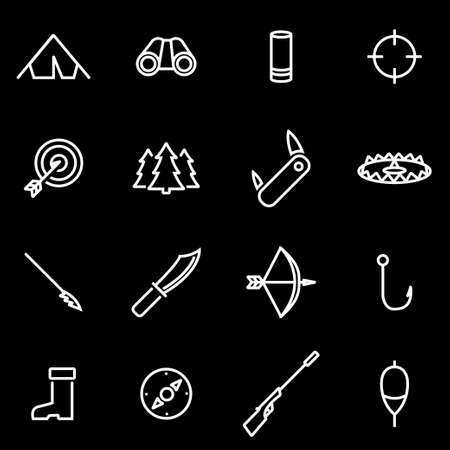 Vector line hunting icon set. Hunting Icon Object, Hunting Icon Picture, Hunting Icon Image - stock vectorのイラスト素材